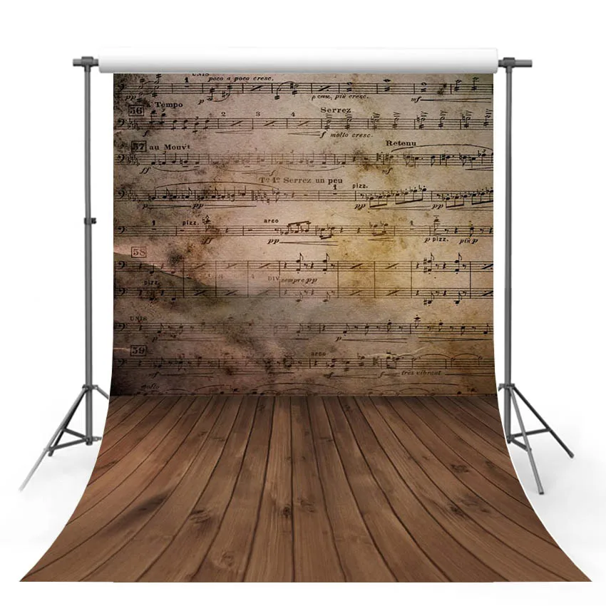 

Vinyl Photography Background Music Wall Wood Floor Newborn Children Backdrops for Photo Studio