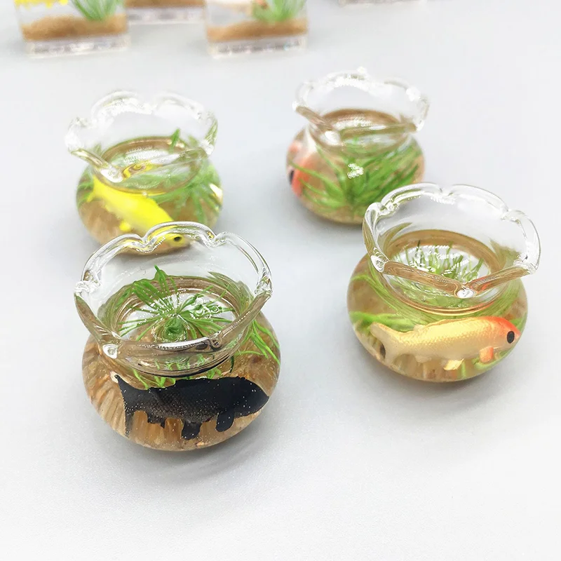 1Pc Doll Aquarium Dollhouse Miniature Glass Fish Tank Bowl Aquarium Doll House Home Ornament Doll House Decorative Toys