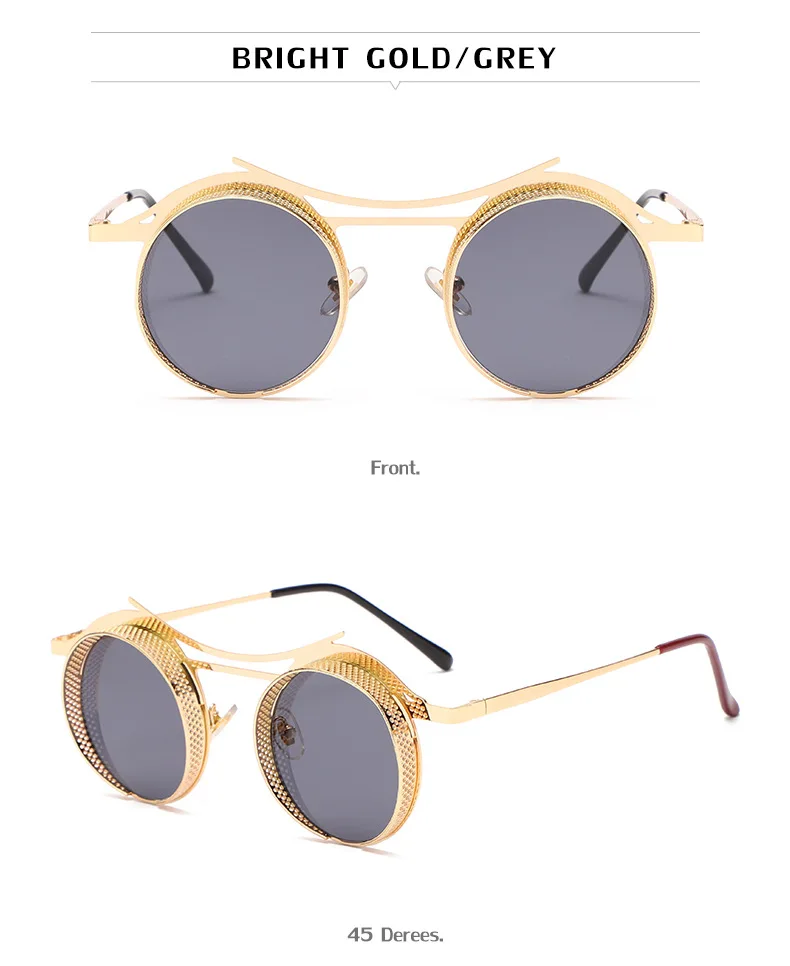 Steampunk Sonnenbrille Männer Mode Runde Punk Gläser Frauen Vintage Luxus Retro Vasos Decorativos Gafas De Sol Zonnebril Heren – Detail 18