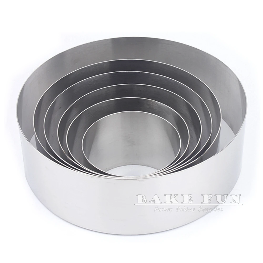 10cm Height 4 5 6 7 8 9 10 inches Round Shape 304 Stainless Steel Mousse Ring Thickened Cake Mold Tiramisu Molds DIY Baking Tool