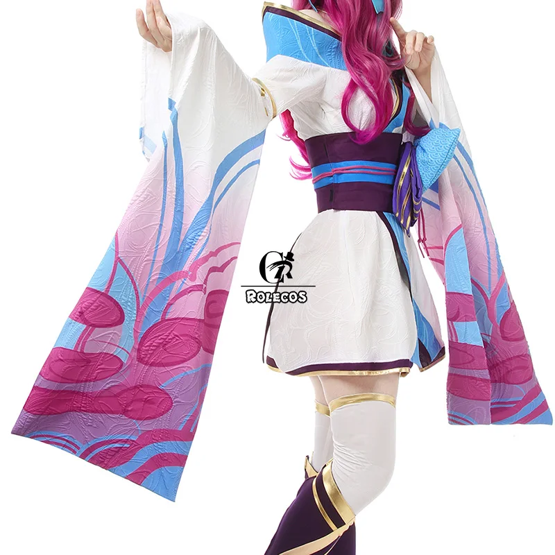 ROLECOS LOL Spirit Blossom Ahri Cosplay Costume Game LOL Ahri Cosplay Costume Sexy The Nine-Tailed Fox Women Dress Halloween