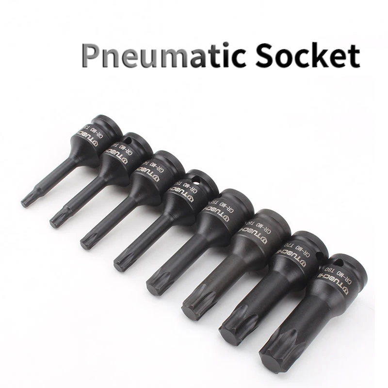 

Pneumatic Inner Hexagon Socket 8 Pcs Set 1/2 Interface CR-MO Alloy Steel Material High Hardness Anti-rust Screwdriver Head