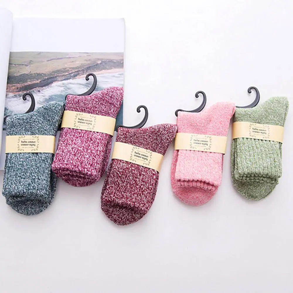 

2 Pairs Socks Home Women Girls Wool Soft Bed Floor Socks Against Cold Funny Warm Winter Pure Color Socks 2020