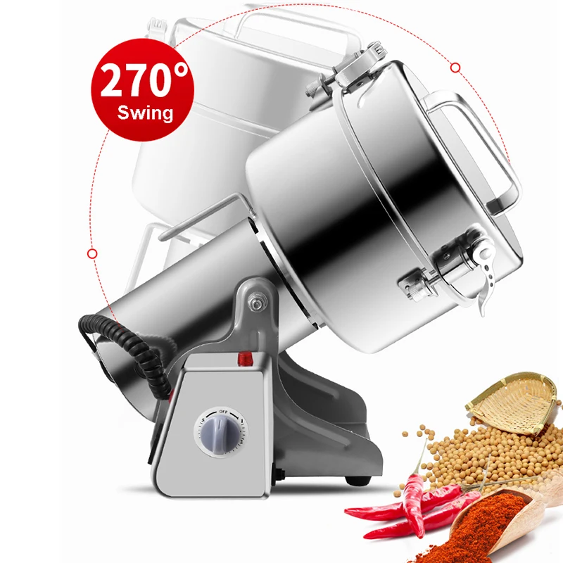 Swing Type Electric Grain Grinder Home Commercial Cereals Nuts Herb Coffee Dry Mill Grinding Machine Powder Machine 2500g