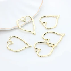 New 37*30mm 6pcs/lot Zinc Alloy Hollow Hearts Charms Pendant For DIY Fashion Jewelry Earrings Making Accessories