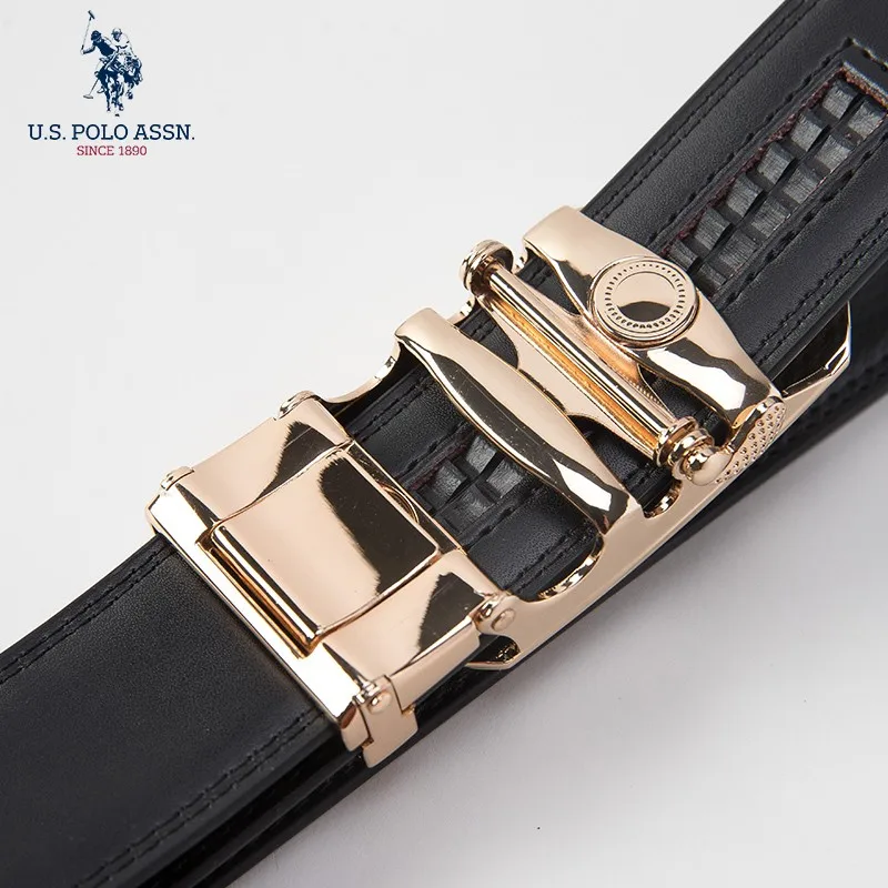 Us Polo Assn Men\'s Cowhide Belt Business Casual Formal Wear Fashion Youth Wild Tide Brand New Gold And Silver Color Belt