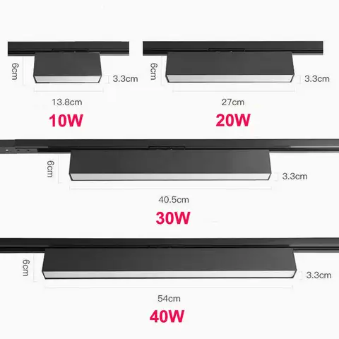 2 전선 LED 트랙 조명 디 밍이 가능한 LED 천장 조명 20W 30W 40W 투광 조명 레일 선형 램프 홈 숍 상점 실내 조명