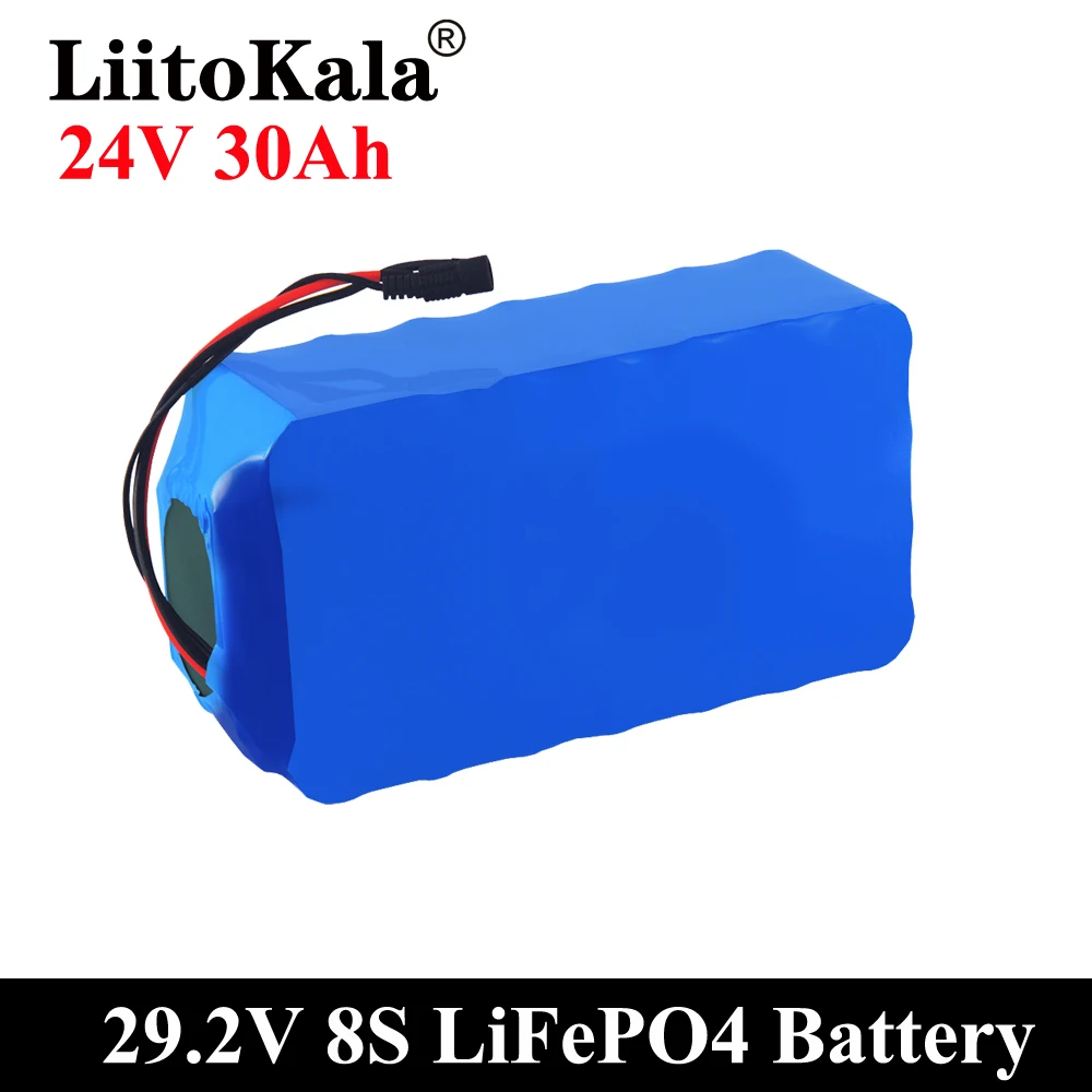 LiitoKala 24V 30Ah LiFePO4 battery with 50A BMS for 1000w ebike scooter skateboard backup power scooter fishing lamp EV inverter