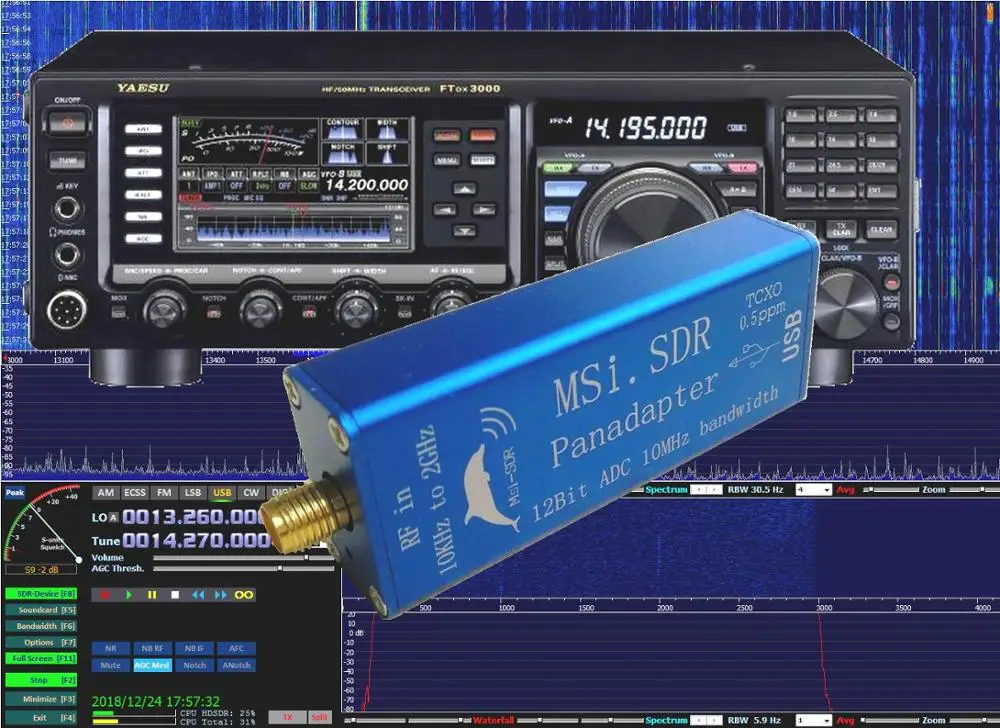 Imagem -04 - Receptor 10khz a 2ghz Tcxo 0.5ppm 12 Bits Adc Msi.sdr-sdr