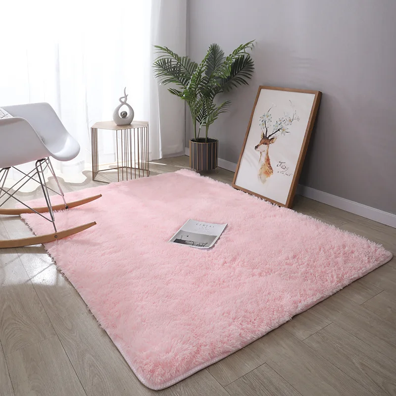 Pink Carpet For Girls Shaggy Children\'s Floor Soft Mat Living Room Decoration Teen Doormat Nordic Beige Fluffy Large Size Rugs