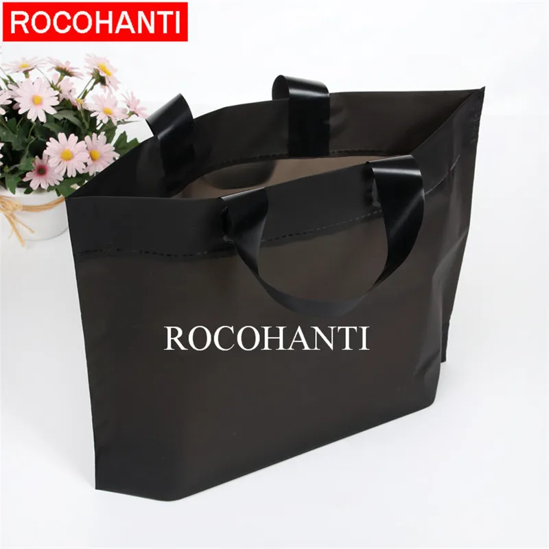 100pcs Frosted CPE Plastic Bag with Handle, Shopping Gift Bags, Clothing Shops, Retail Packaging, Custom Logo Printed