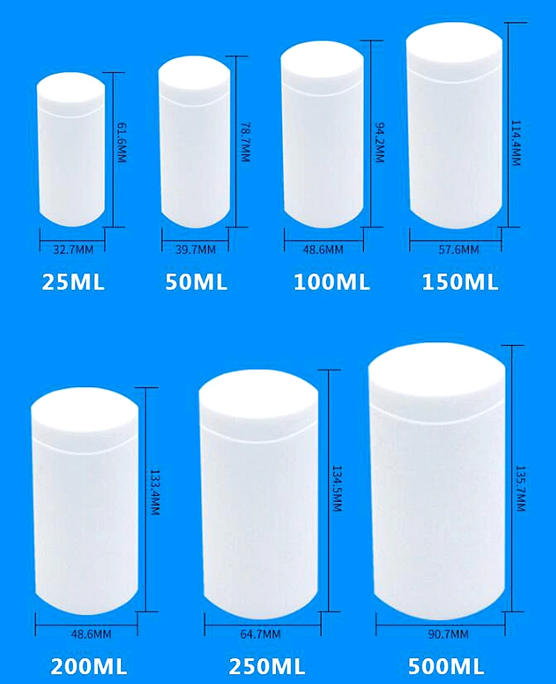 1pc 5ml 10ml 15ml 25ml 50ml 100ml 150ml 200ml 250ml 500ml PTFE liner for Autoclave Hydrothermal Synthesis Reactor Kettle vessel