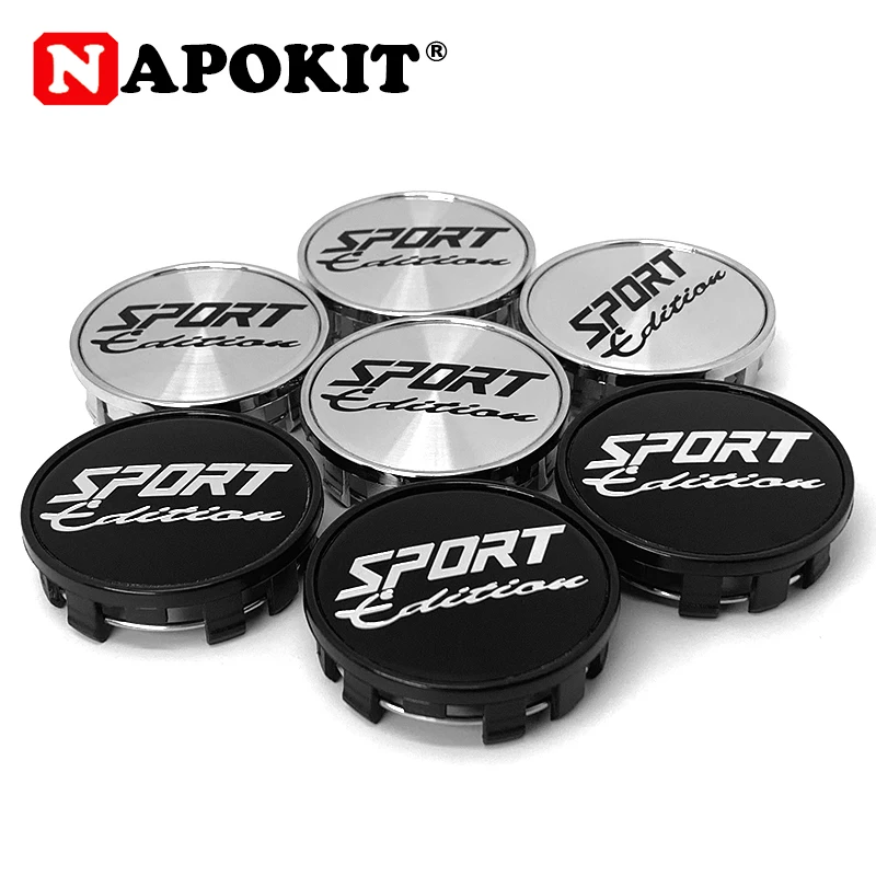 4PCS SPORT Logo 54MM(52mm-50mm) Car Wheels Rim Hub Cap Auto Car Wheel Center Caps Hubcap Dust-proof Cover Black Chrome