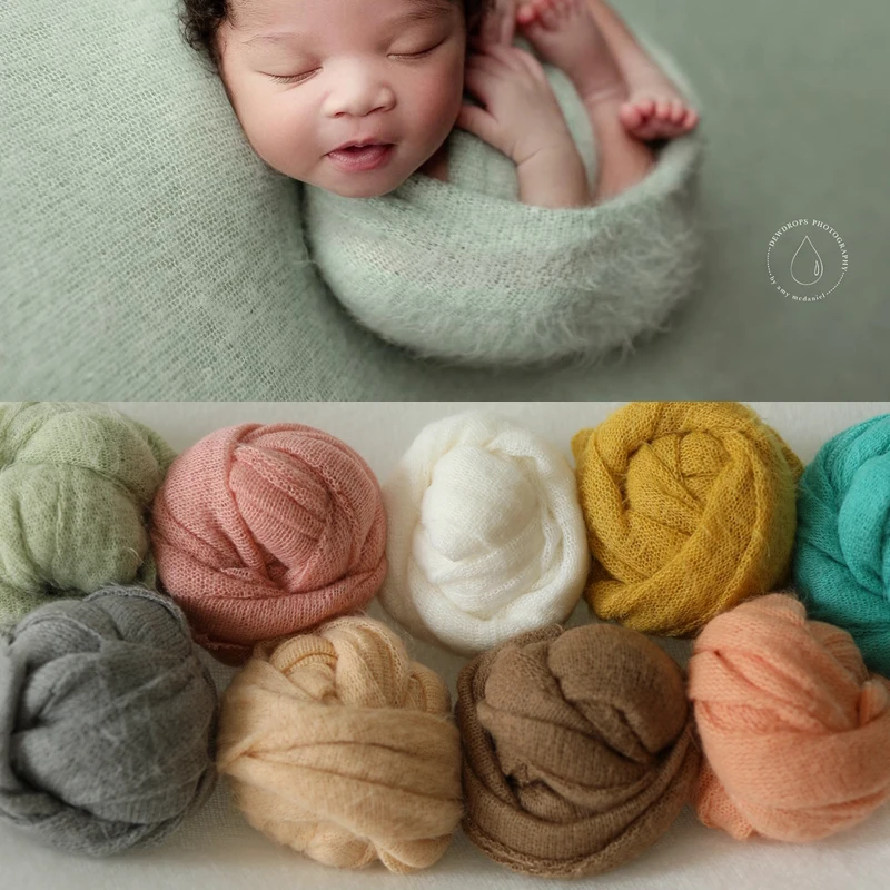 Rekwizyty fotograficzne dla dzieci Stretch prezent na przyjęcie bociankowe sweter na drutach moher Wrap rekwizyty fotograficzne miękki szalik dla bebe foto akcesoria myśliwskie