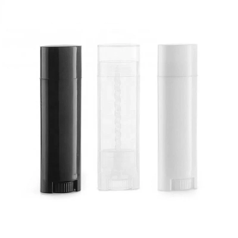 

200pcs/lot 5ml 5g White Oval Plastic Empty Oval Lip Balm Tubes Deodorant Containers Clear Lipstick Fashion Lip Tubes