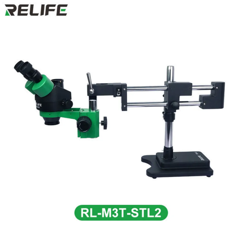 RELIFE RL-M3T-STL2 Trinocular Microscope With Bracket 0.7-4.5X Continuous Zoom For Mobile Phone PCB Repair Electronic Device