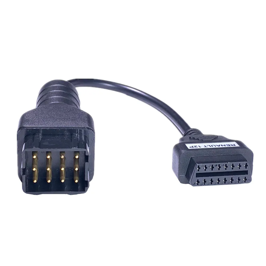 For Renault 12Pin to 16pin Full Pin OBD2 OBD II Connector Adapter 12 pin Car Diagnostic Cable 16 PIN