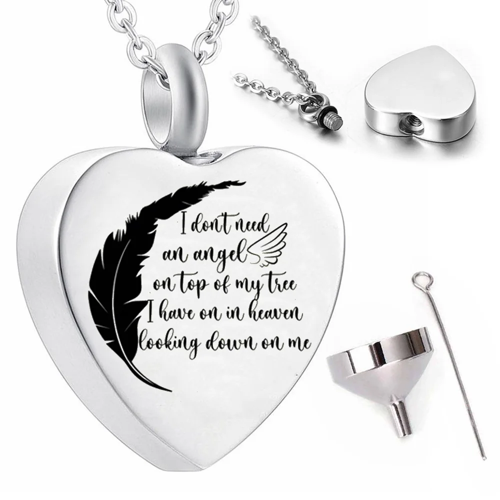 Veer Hanger Ketting Crematie Sieraden Aandenken Sieraden Urn Met Vulling Kit En Gift Fluwelen Zakje