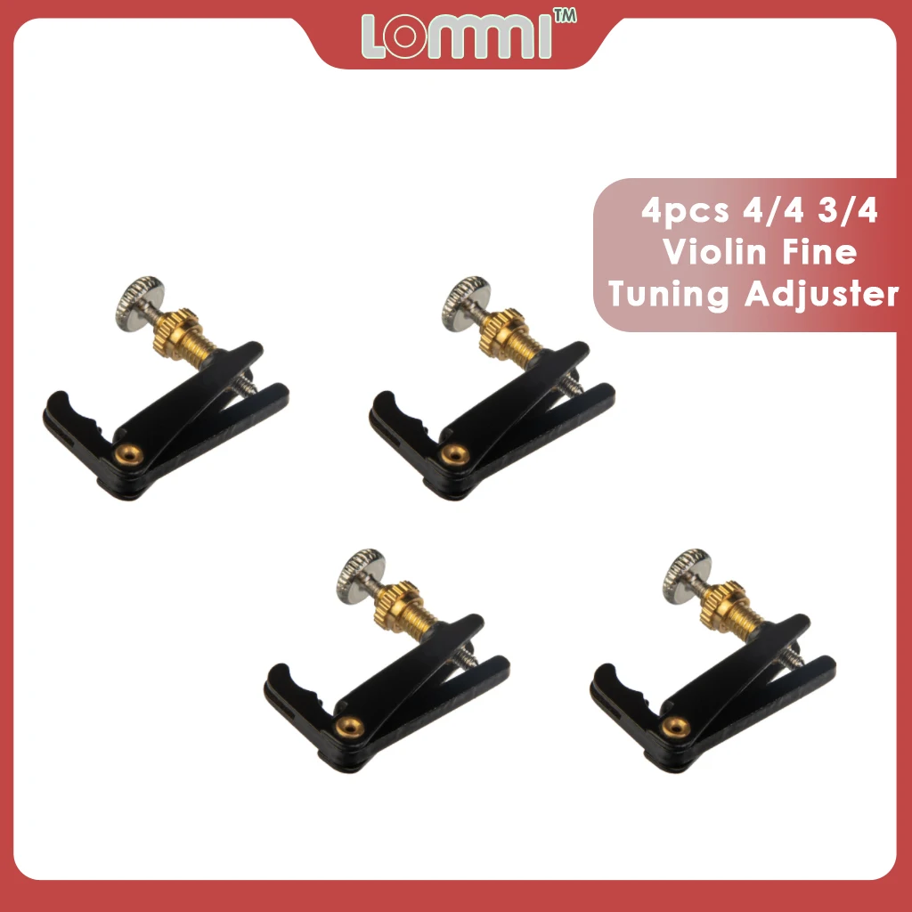 

LOMMI 4pcs/1set 4/4 3/4 Violin Metal Fine Tuning Adjuster Black Color With Gold Screws String Adjuster Nickel Plated Anti Rust