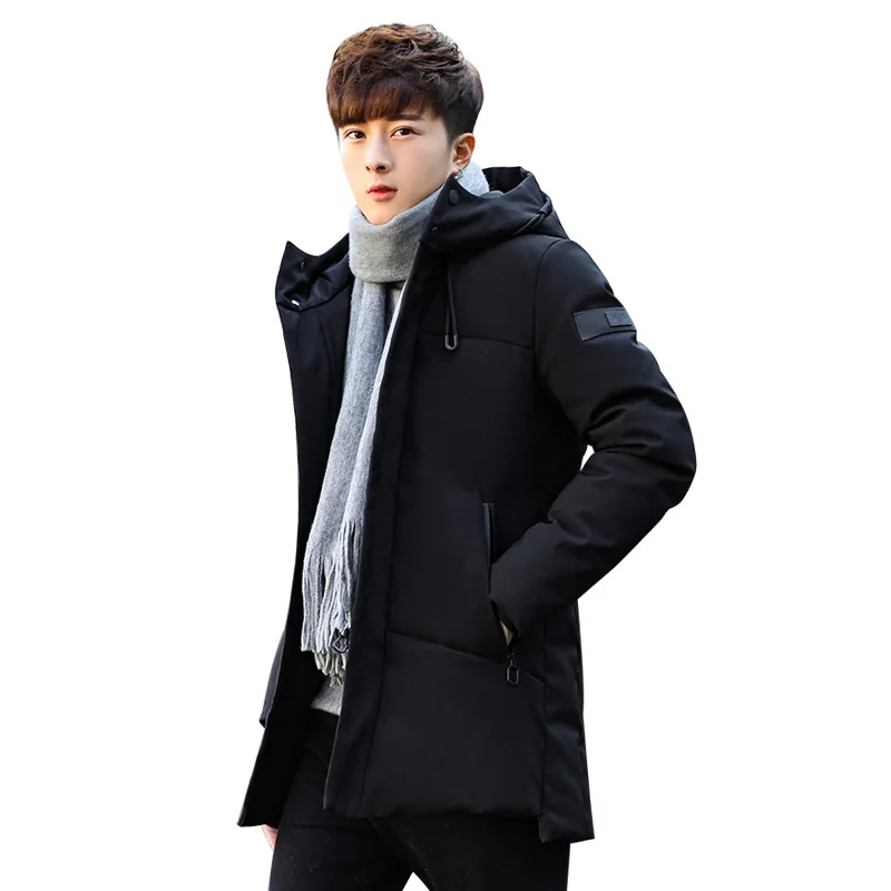 2019 Winter New Style Stylish Fashion Casual down Jacket Korean-style Slim Fit Plus Velvet Warm Simple Versatile Jacket Men's