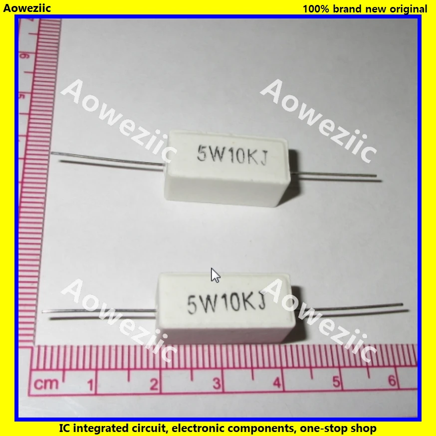 Résistance horizontale en ciment RX27 5W 10K ohm 10K RJ 5W10KJ 10000R 10000RJ, précision de puissance 5%, 10 pièces