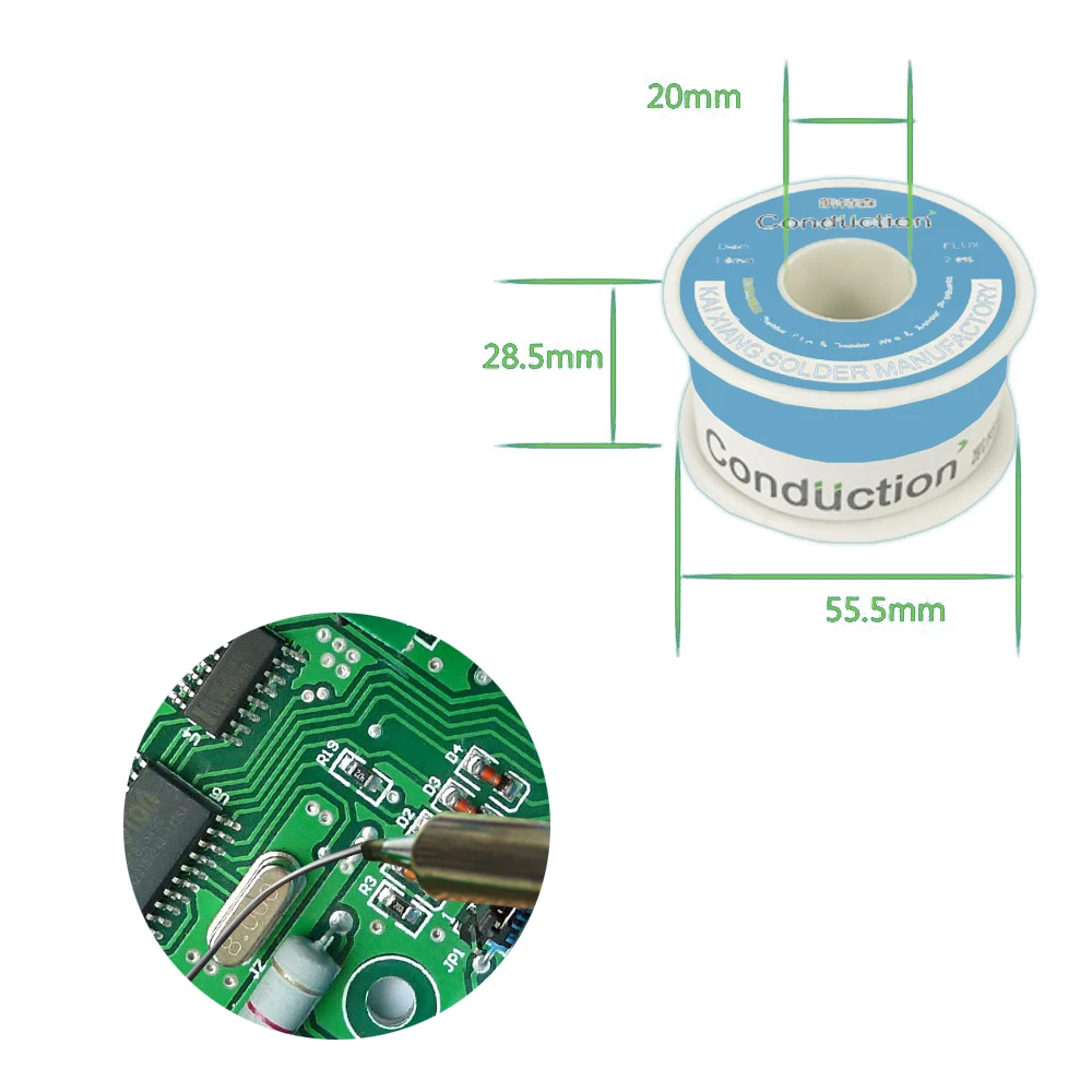 50G/100G Kawat Solder Las Kemurnian Tinggi Titik Fusi Rendah 0.3/0.5/0.8/1/1.2Mm Kawat Solder Rosin Las BGA Timah Tidak Bersih