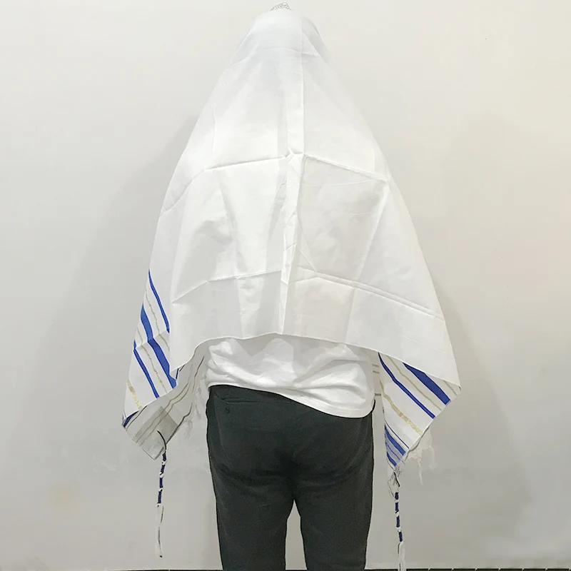 Tallit Prayer Shawl Cotton Tallit Tzitzit for Prayer Wash & Iron Gift Bar Mitzvah Big size