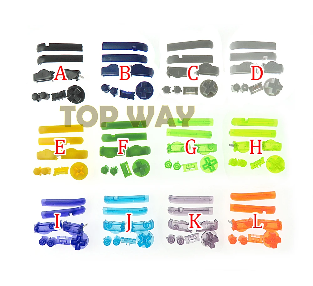 1 conjunto d-pads power on fora botões para gameboy avanço a b l r botões quadro para botões gba