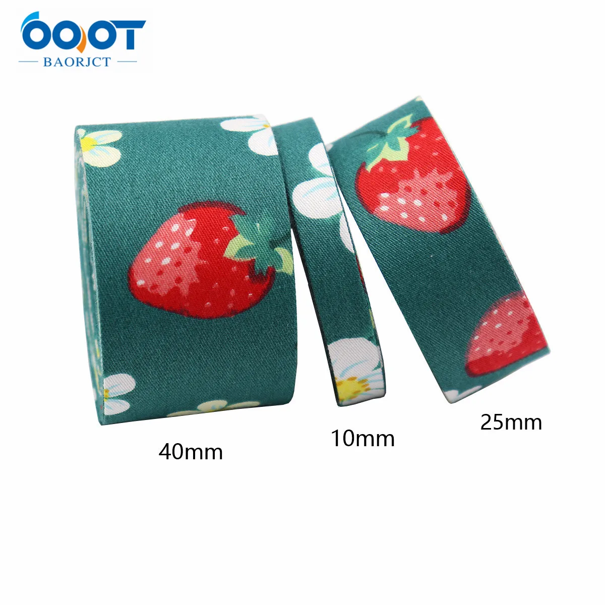 Double-Sided Strawberry Flowers Cloth Ribbons 5 Yards M-21510-626 DIY Crafts Hairclip Apparel Accessories and Sewing Decorations