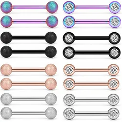 Stainless Steel Crystal Nipple Piercing Set 14G Charming Nipple Piercing Bar Lot Matte Nipple Ring Bulk Tongue Piercing Set Body