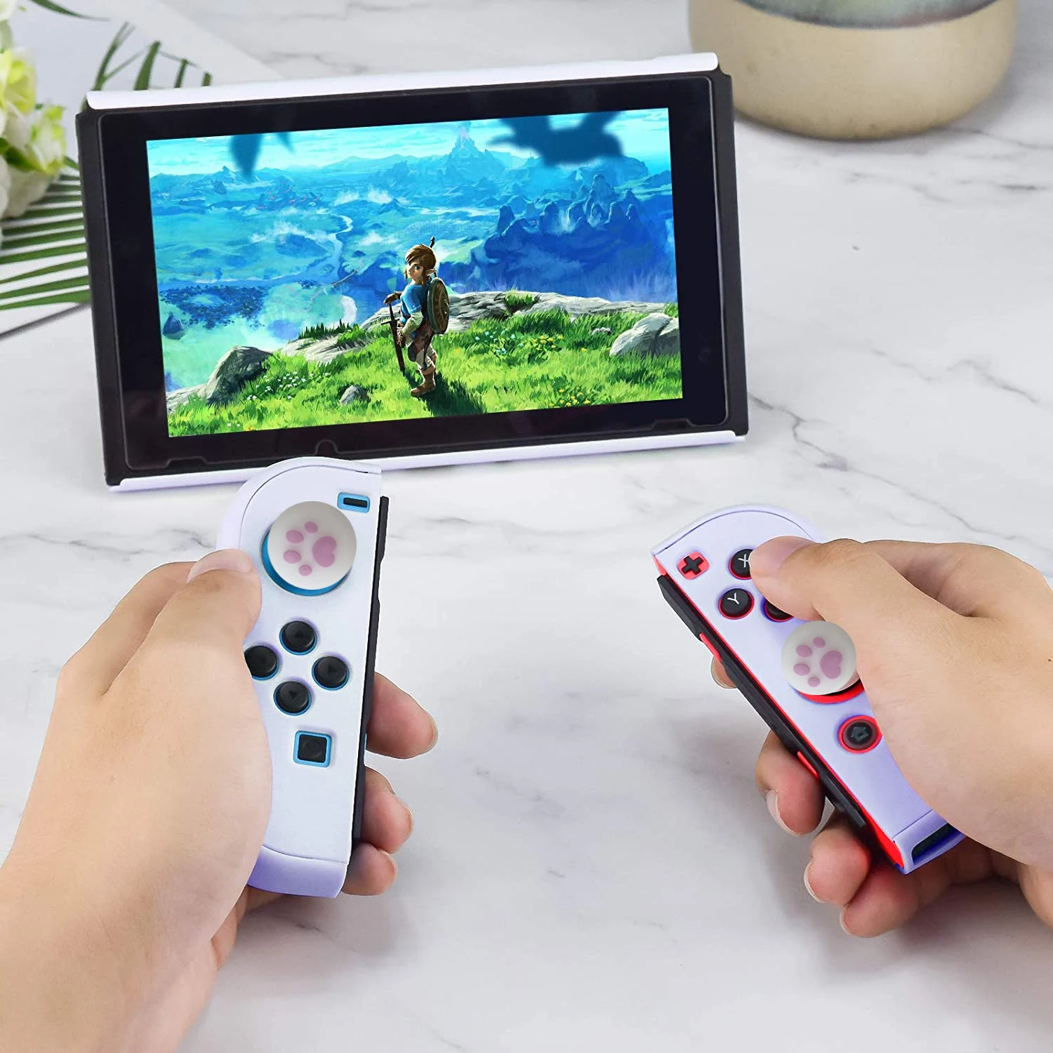 Switch Hard ป้องกันกรณีสำหรับ Nintendo สวิทช์ Joypad ตัวควบคุม Glass Screen Protector Thumb Stick Grips