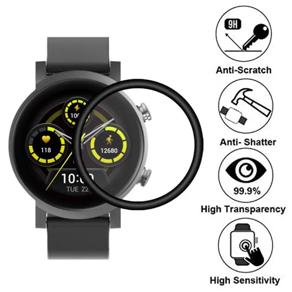 Smartwatch الغطاء الواقي قسط الزجاج المقسى ل Ticwatch E3 Smartwatch واقي للشاشة واقية من الانفجار فيلم الملحقات