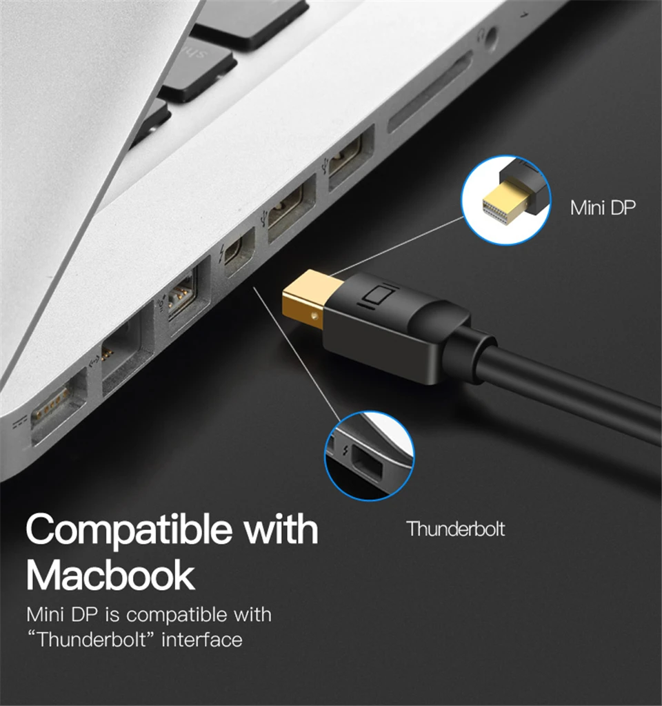 Navceker-Adaptador de Cable Thunderbolt Mini Displayport a Displayport 144, convertidor Mini DP a DP, Cable DP, MacBook, 4K @ 1,4Hz