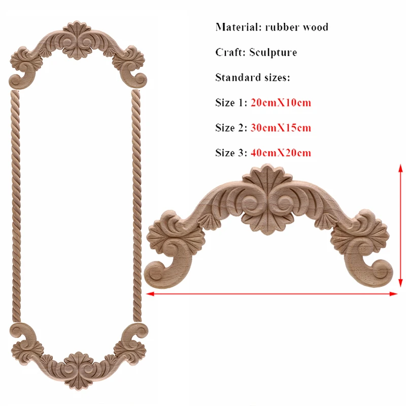 VZLX Floral Wood Carved Corner Applique Vintage Wooden Carving Decal Furniture Cabinet Door Home Decor Decoration Accessories
