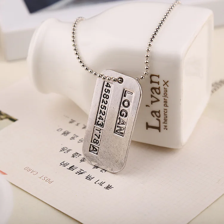 X Men Necklace Logan Hugh Jackman Dog Tag Army Military Dogtag Pendant Vintage Silver Color Movie Jewelry Men Wholesale view 6
