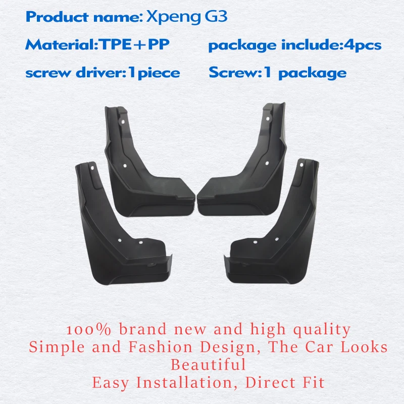 Mudflaps FOR Xpeng G3 Mudguards Fender Mud Flap Guards Splash Mudguard Car Accessories Auto Styline Front Rear 4pcs 2019-2021