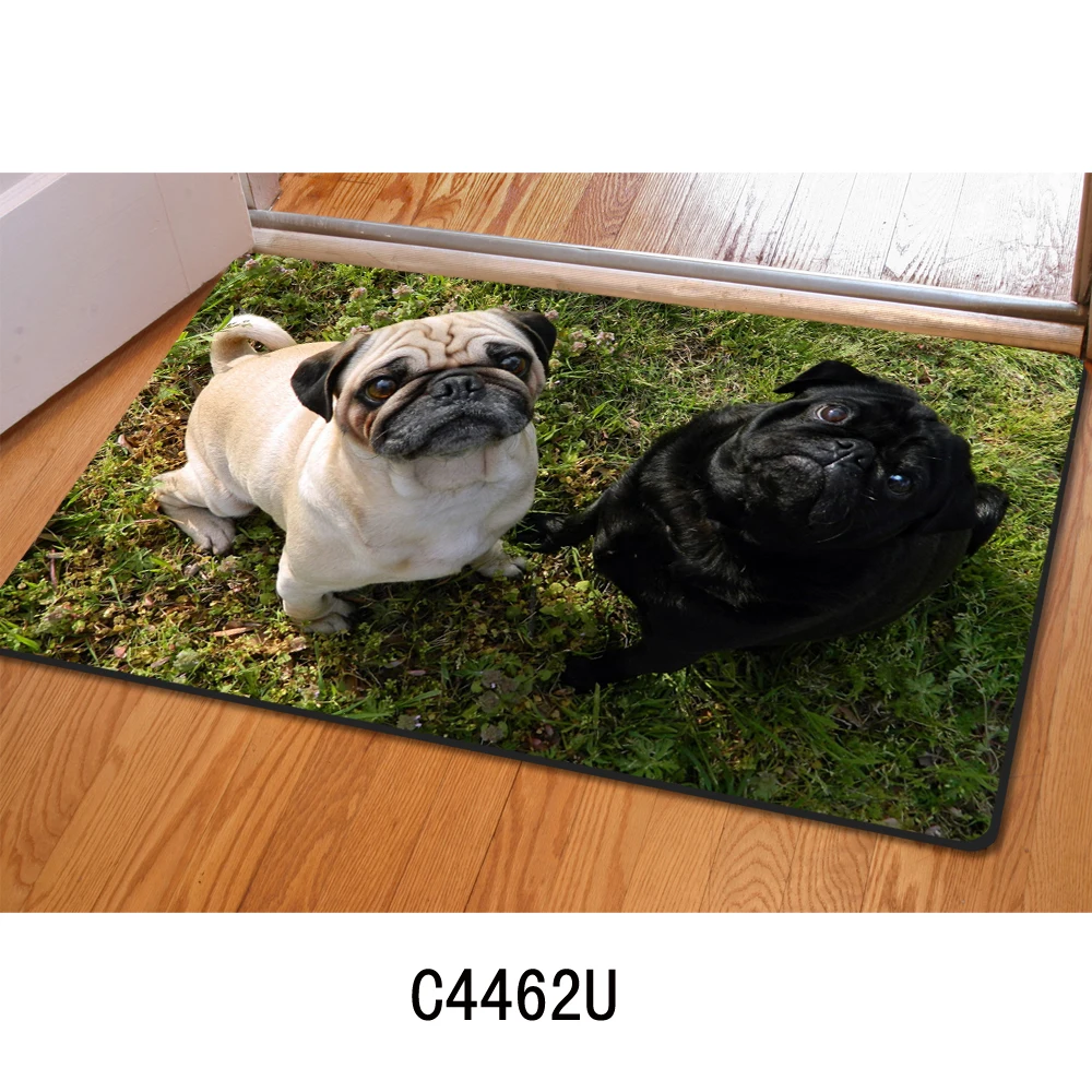 

Non-slip Home Doormat Carpet for Living Room Bedroom Kitchen Floor Mats Cute Pug Dog Print Tapetes Rugs 40*60cm Door Mat Indoor