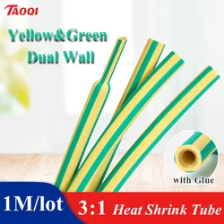 1M/lot 3:1 Heat Shrink Tube with glue Kit Shrinking Assorted Polyolefin Insulation Sleeving Yellow&Green Tubing Wire Cable
