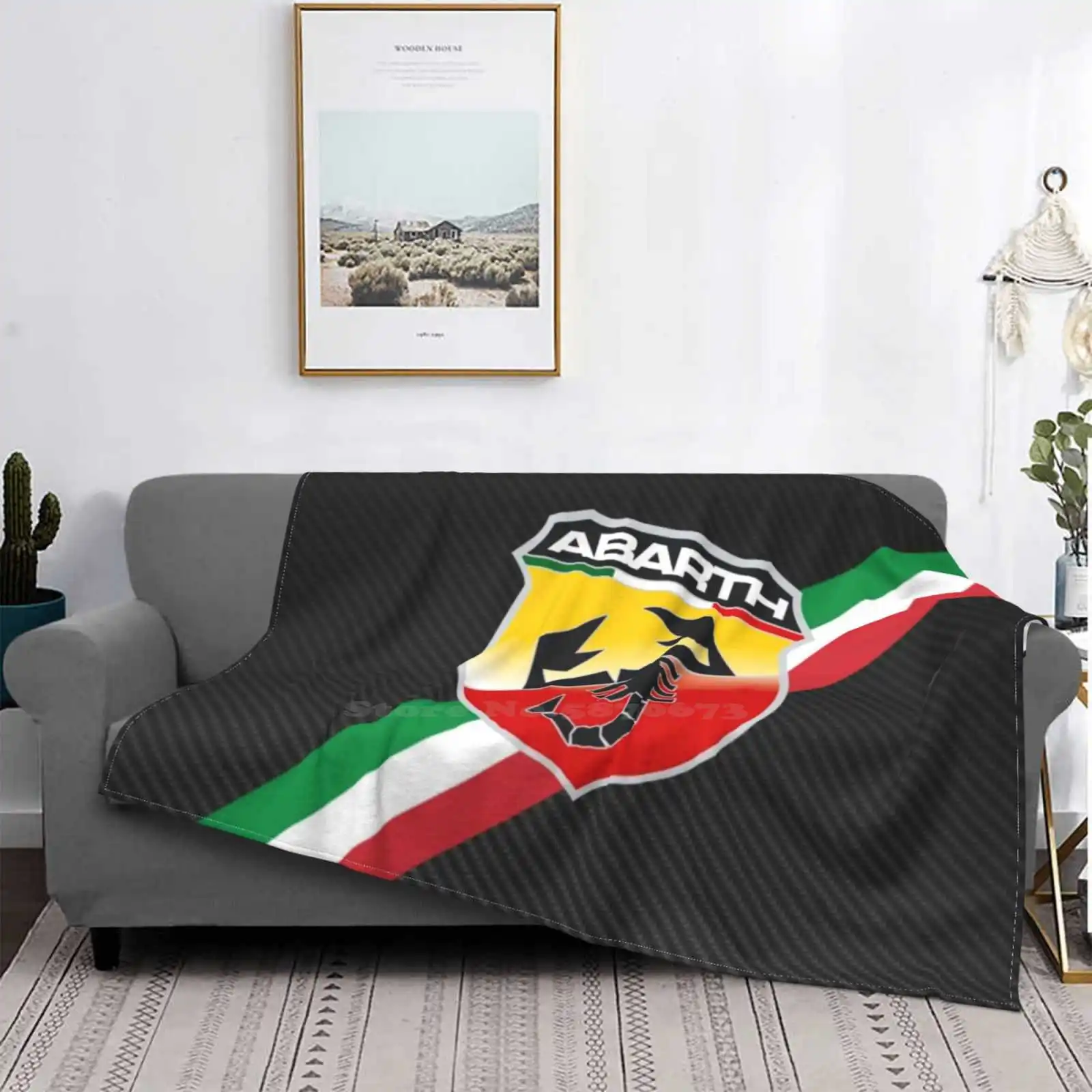 Abarth Carbon Fiber Italy Stripes Logo Soft Warm Throw Blanket Turbo Novitec Retro 500 Essesse Radically Racing Le Usa Gt40