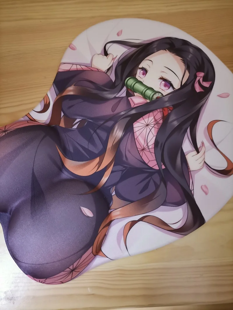 Anime Demon Slayer เซ็กซี่สะโพก3D Kamado Nezuko เมาส์ Pad 3D นุ่มหน้าอกแผ่นรองเม้าส์ส่วนที่เหลือ