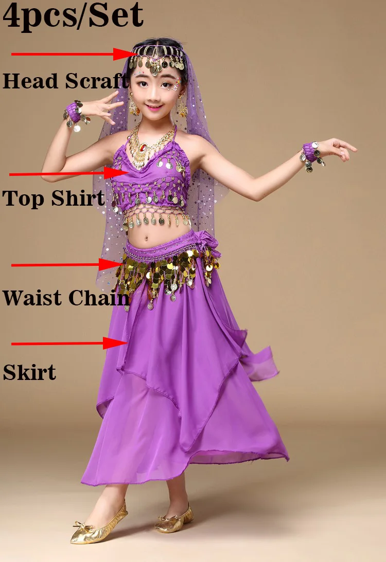 Kids Belly Dance Costumes Set Oriental Dance Costumes Bellydance Set Girls Egyptian Bollywood Indian Kids Belly Dancing Clothing