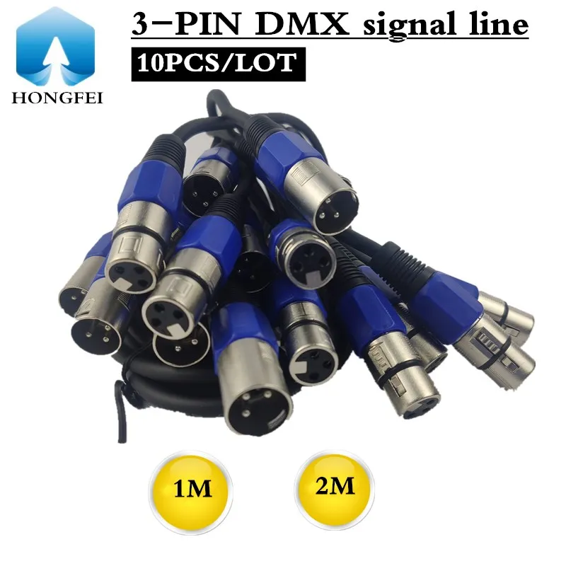 

10PCS/ 3-PIN DMX cable 、(1M,2M ) stage lights dmx signal line dj equipment
