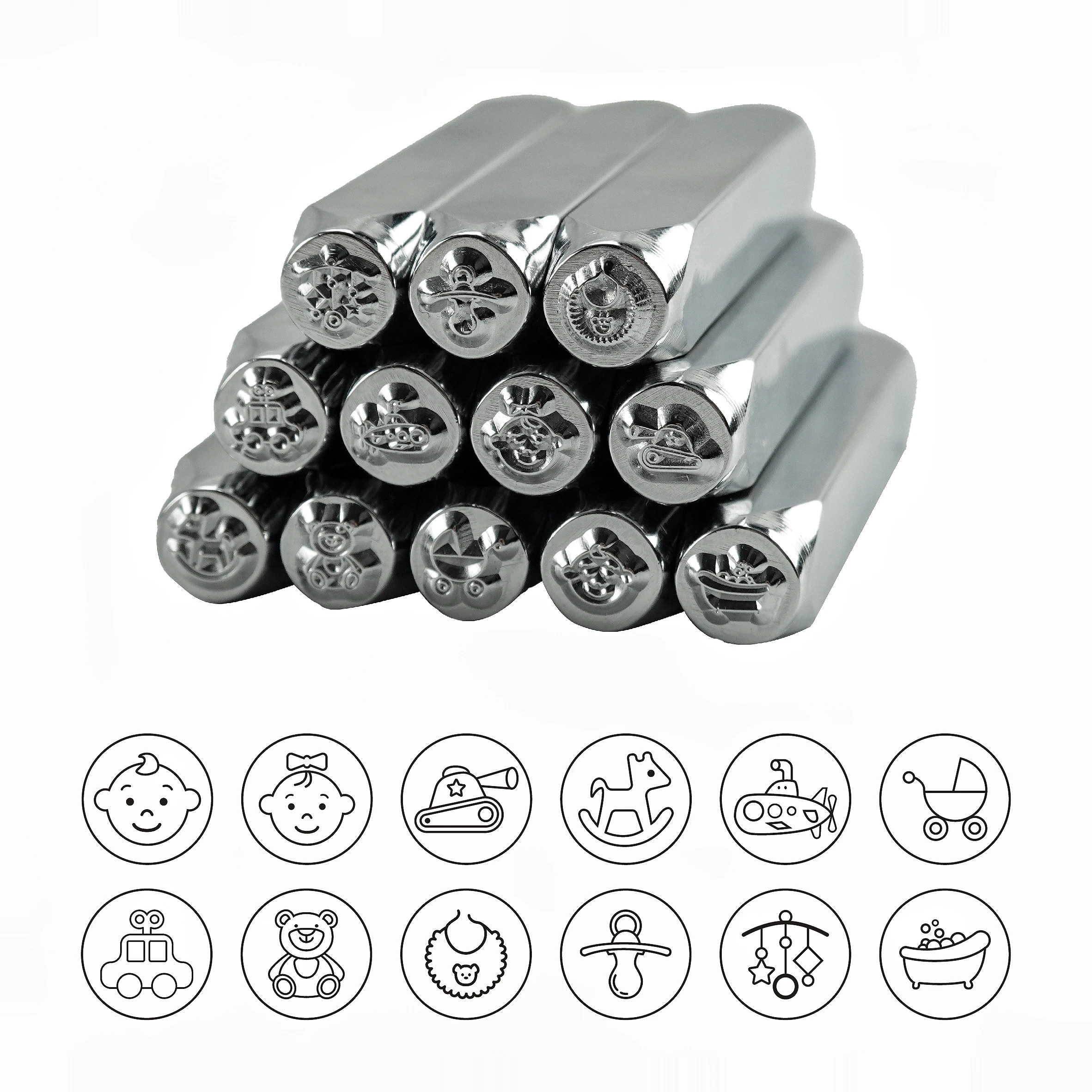 Metal Stamping Metal Stamp Bridal Show Gift Baby Symbol Metal Stamping Kit DIY Leather Stamps, Jewelry Stamping1/4 (6mm)