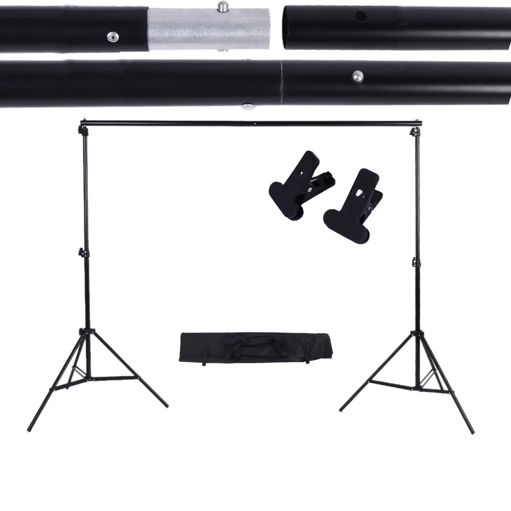 

2 * 3m / 6.6 * 9.8ft Adjustable Background Support Stand Photo Backdrop Crossbar Kit with two Clamps Photography Accessories Set