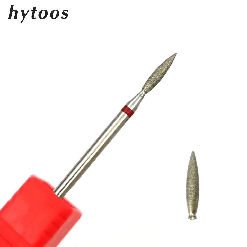 HYTOOS Fine Diamond Nail Drill Bits Cone Shape Russian Mills Cuticle Clean Burr Electric Manicure Drills Nails Accessories