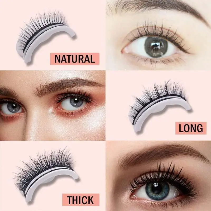 Reusable Self-Adhesive Eyelashes Reversible กาวกาวด้วยตนเอง False ขนตากันน้ำ Dropshipping
