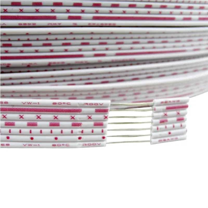 1 metr UL2468 płaski kabel taśmowy 26AWG wyświetlacz LED ekran 2.54mm czerwony i biały pcv wstążka kabel 4P 5P 6P 7P 8P 9P 10P 12P — zdjęcie 6