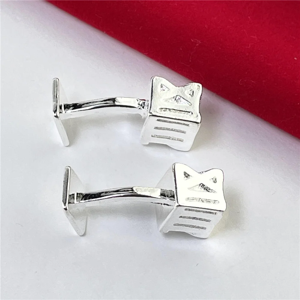 925 Silver Cufflinks Oval Roman Square Buttons Fashion Jewelry Gifts