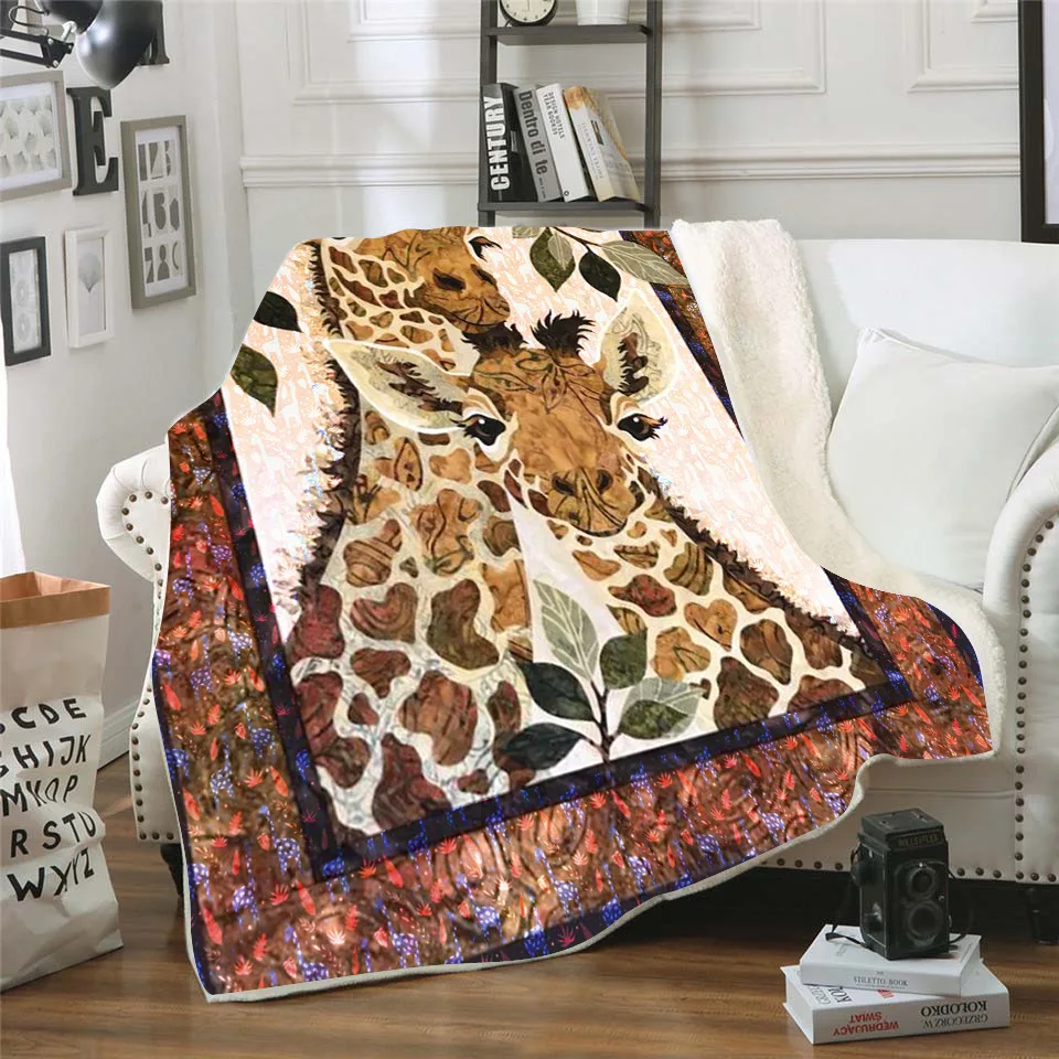 

Giraffe 3D Printed Fleece blanket for Picnic Thick Fashionable Bedspread Sherpa Throw Blanket Drop Shipping