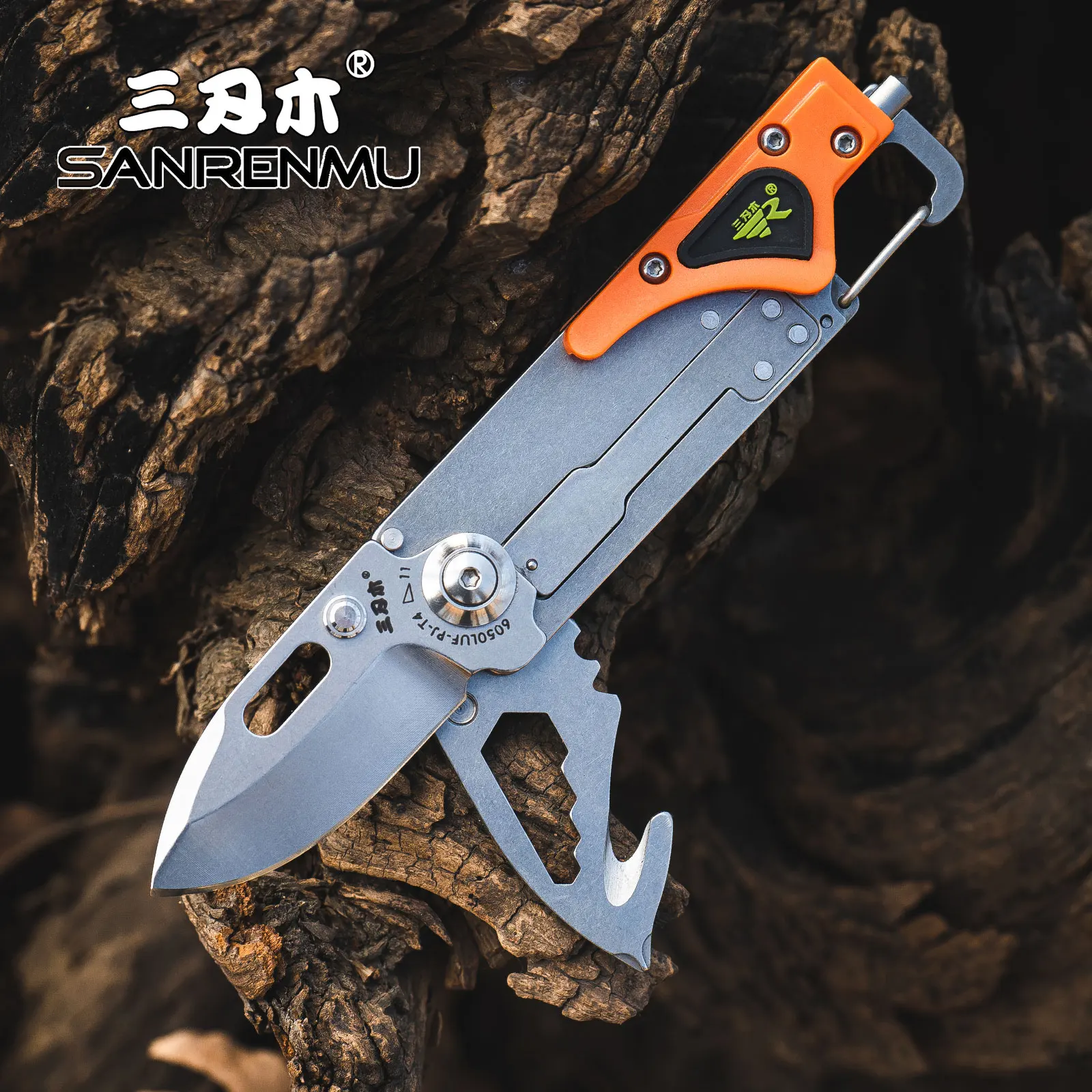 SANRENMU 6050 cuchillo plegable de bolsillo multifuncional para acampar al aire libre caza EDC Mini afilado para defensa de la industria militar herramienta